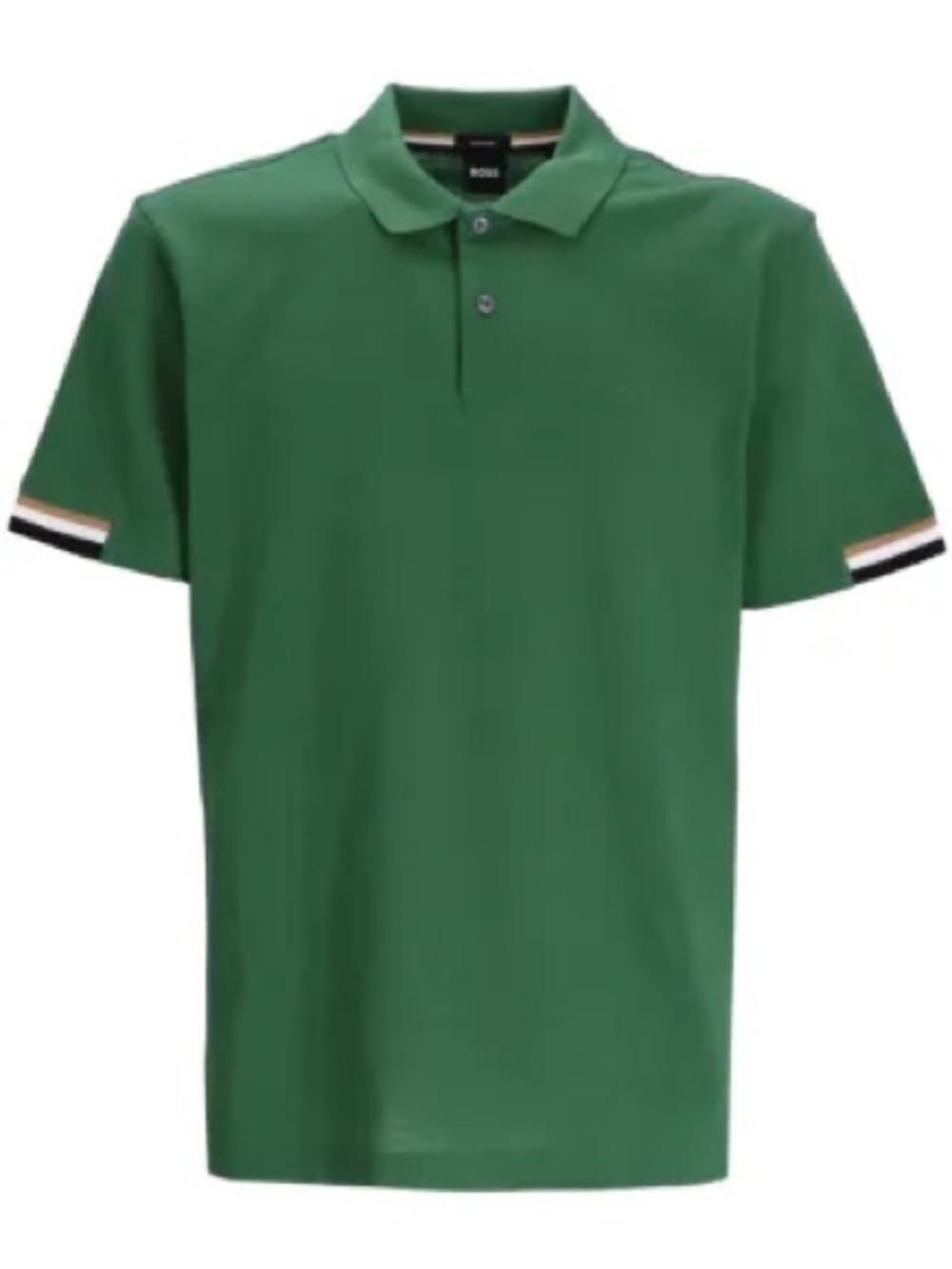 NWOT Hugo Boss Parlay Dark Green Polo with Stripe-Trim Sleeves
